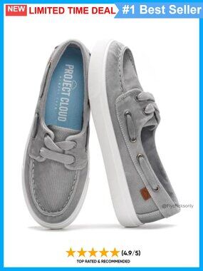 Womens Canvas Slip On Sneakers Memory Foam Boat Shoes Casual Walking